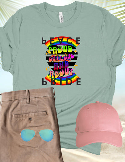 Retro Rainbow Pride T-Shirt: Personalized LGBTQ Group Vacation Tee Everyday Day Gift Gay Pride