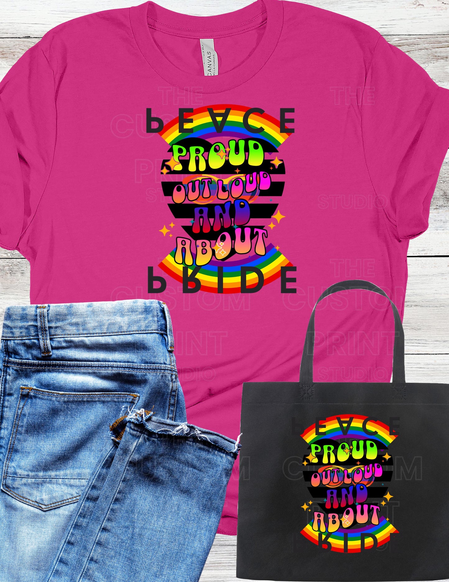 Retro Rainbow Pride T-Shirt: Personalized LGBTQ Group Vacation Tee Everyday Day Gift Gay Pride