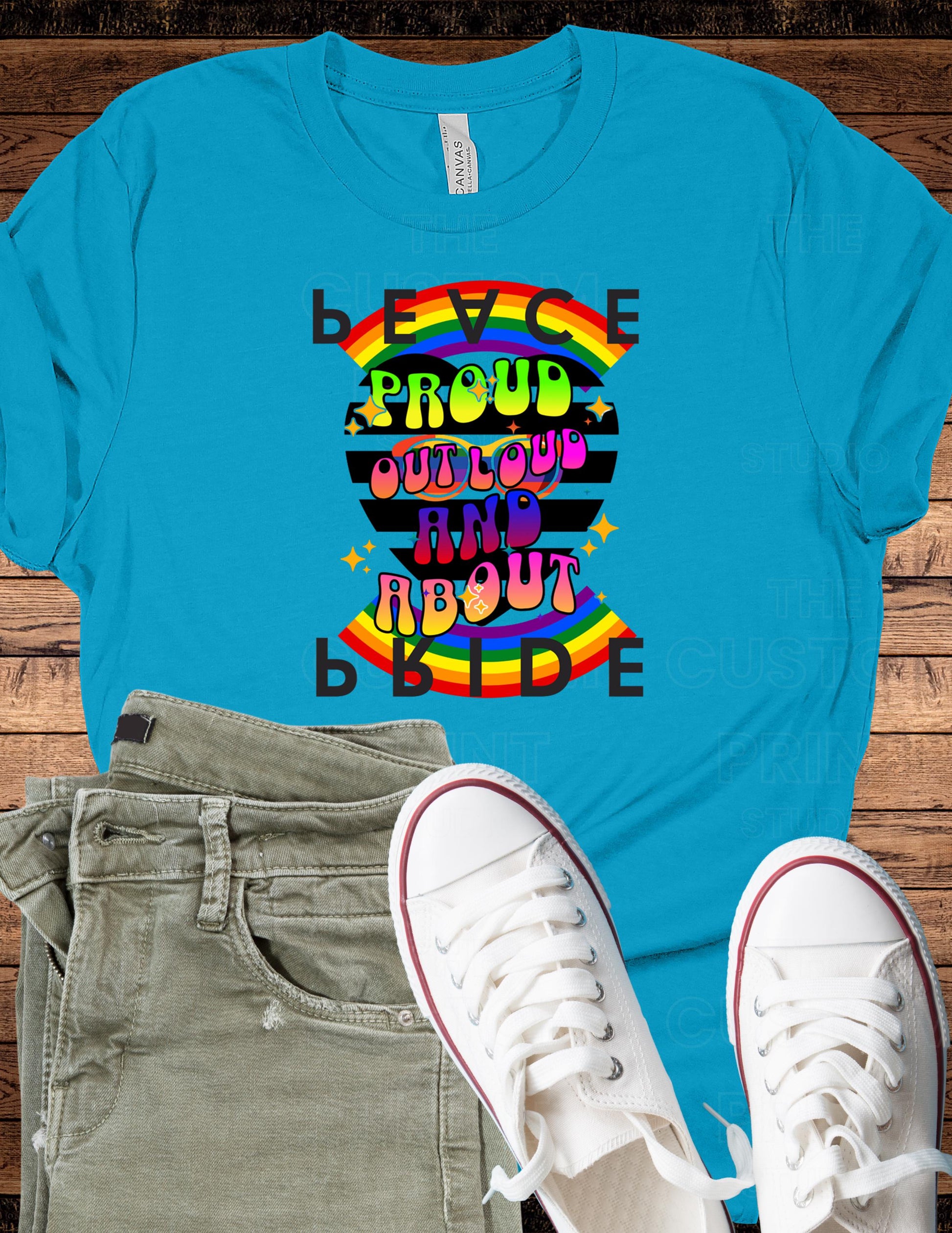 Retro Rainbow Pride T-Shirt: Personalized LGBTQ Group Vacation Tee Everyday Day Gift Gay Pride