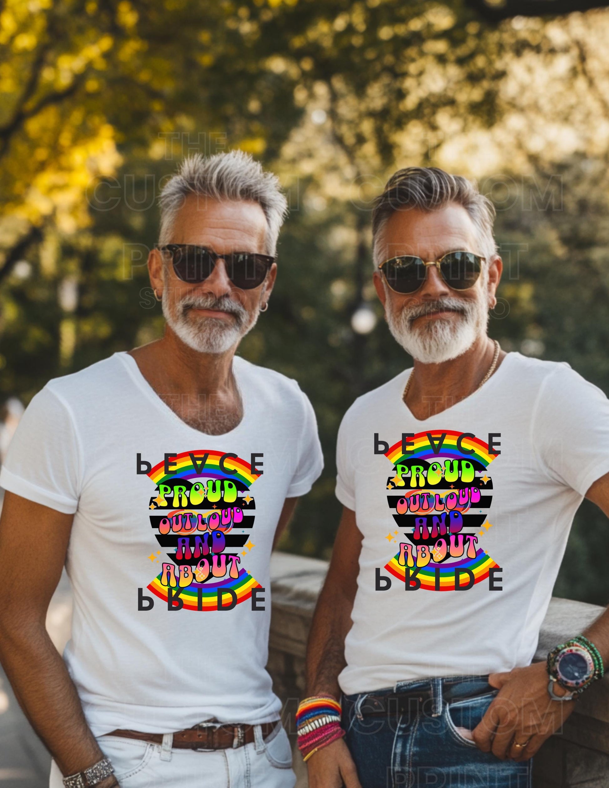 Retro Rainbow Pride T-Shirt: Personalized LGBTQ Group Vacation Tee Everyday Day Gift Gay Pride