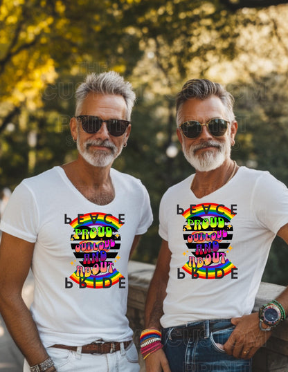 Retro Rainbow Pride T-Shirt: Personalized LGBTQ Group Vacation Tee Everyday Day Gift Gay Pride