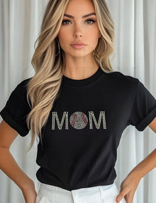 Baseball Mom Rhinestone T-Shirt: Sparkly Baseball Mom Tee - Spirit Squad Apparel Birthday Gift