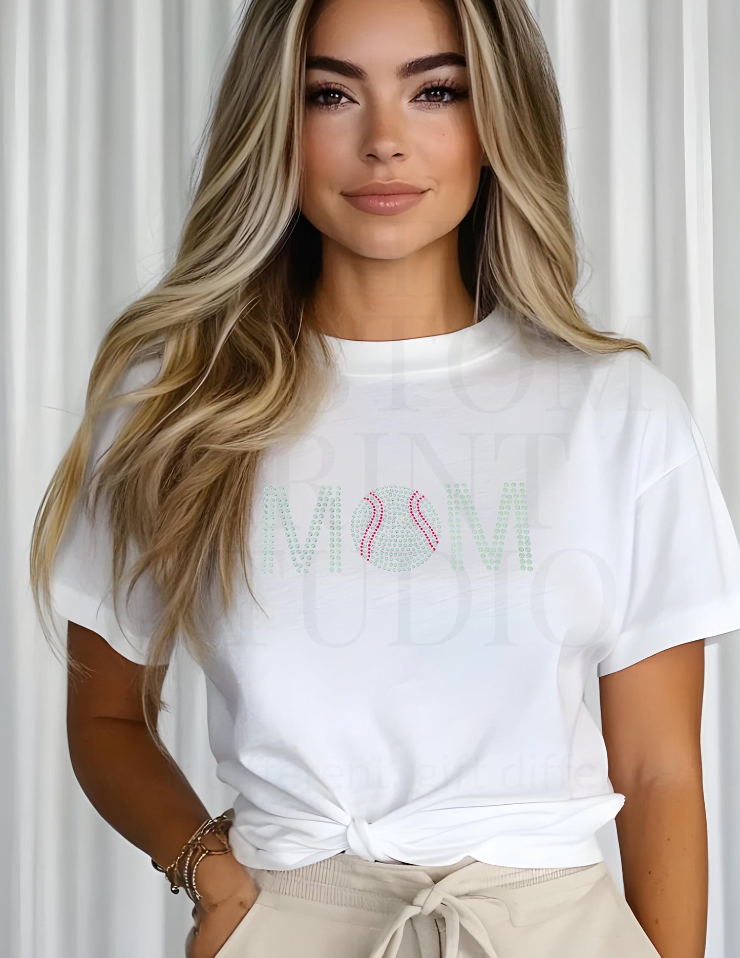 Baseball Mom Rhinestone T-Shirt: Sparkly Baseball Mom Tee - Spirit Squad Apparel Birthday Gift