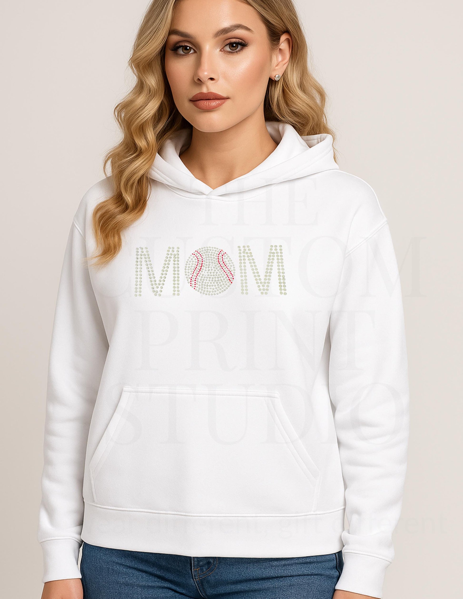Cheer Rhinestone Sweatshirt: Sparkly Baseball Mom, Bling Game Day Birthday Gift