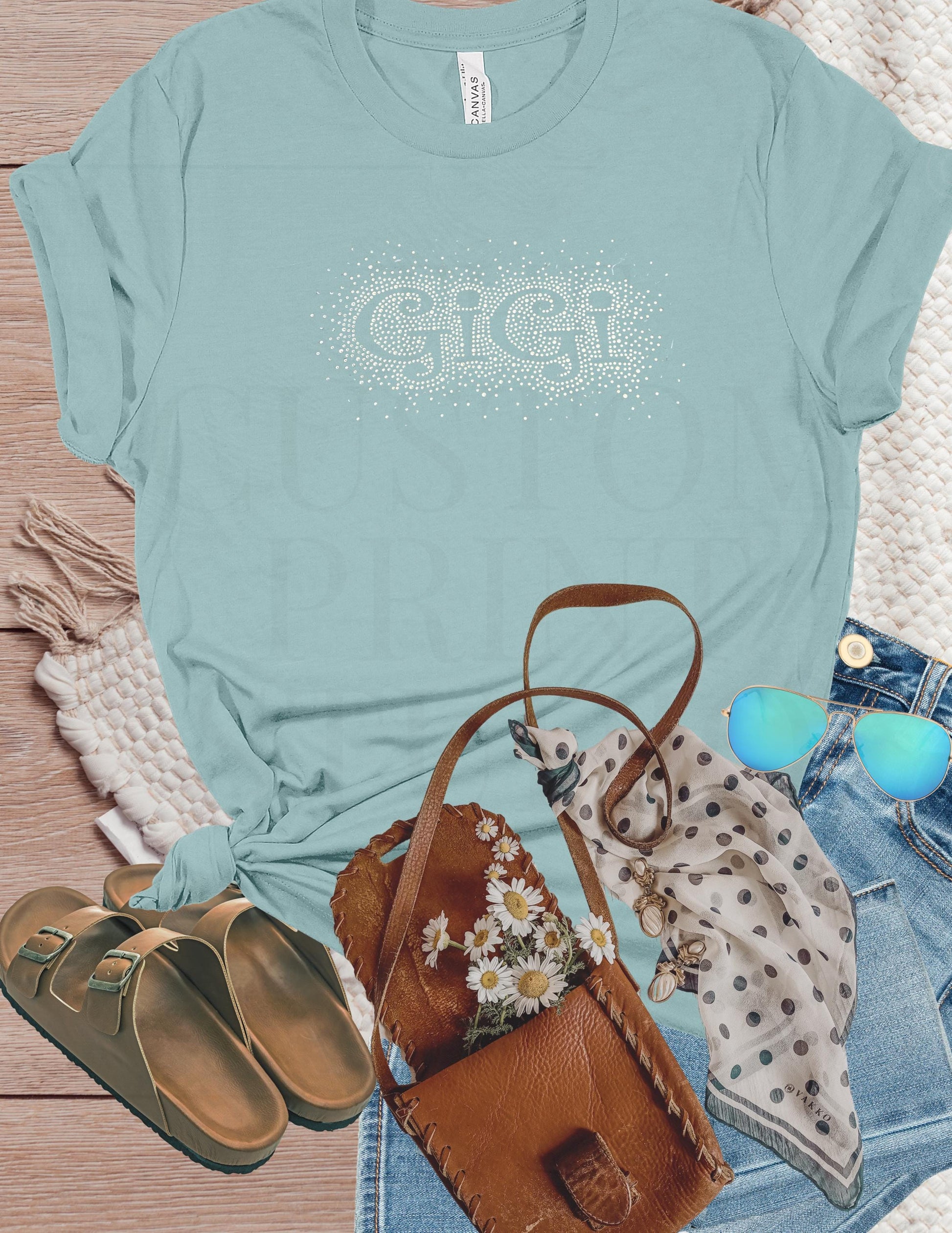 Rhinestone Gigi T-Shirt: Sparkly Grandma Gift, Bella Canvas Tee Mother's Day Gift