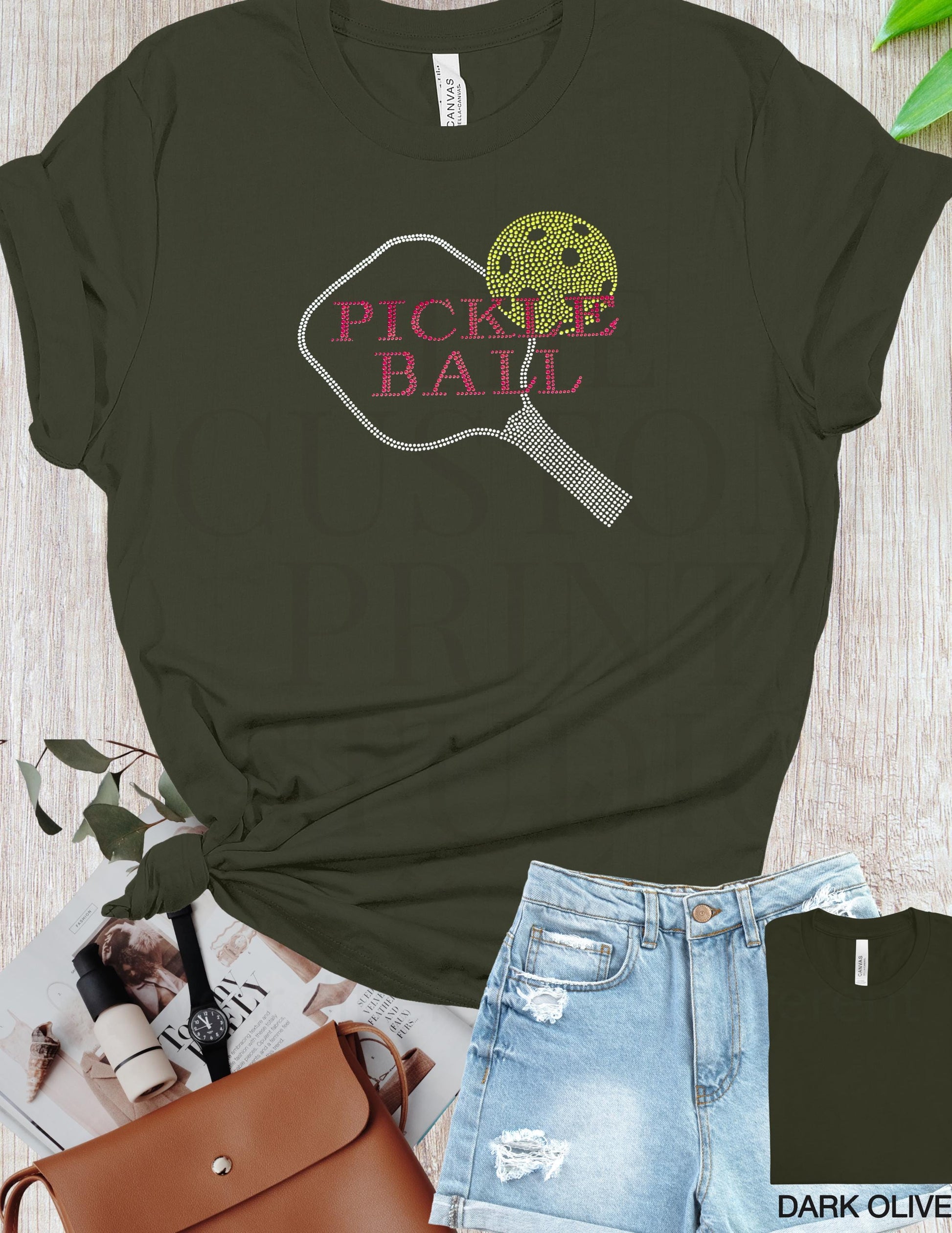 Rhinestone Pickleball Paddle Shirt: Red & Silver Bling Tee Gift for Her