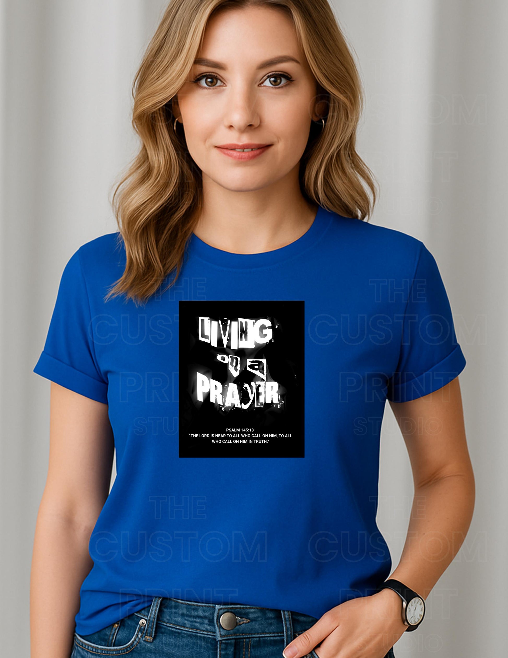 Living on a Prayer T-Shirt – Grunge Christian Rock Tee, Psalm 145:18 Graphic Shirt