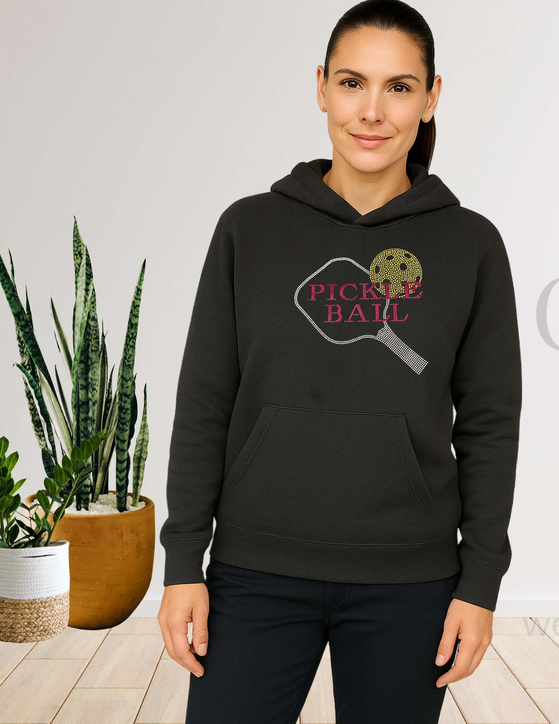 Rhinestone Pickleball Paddle Hoodie: Red & Silver Design - Game Day Sweater Gift for Her