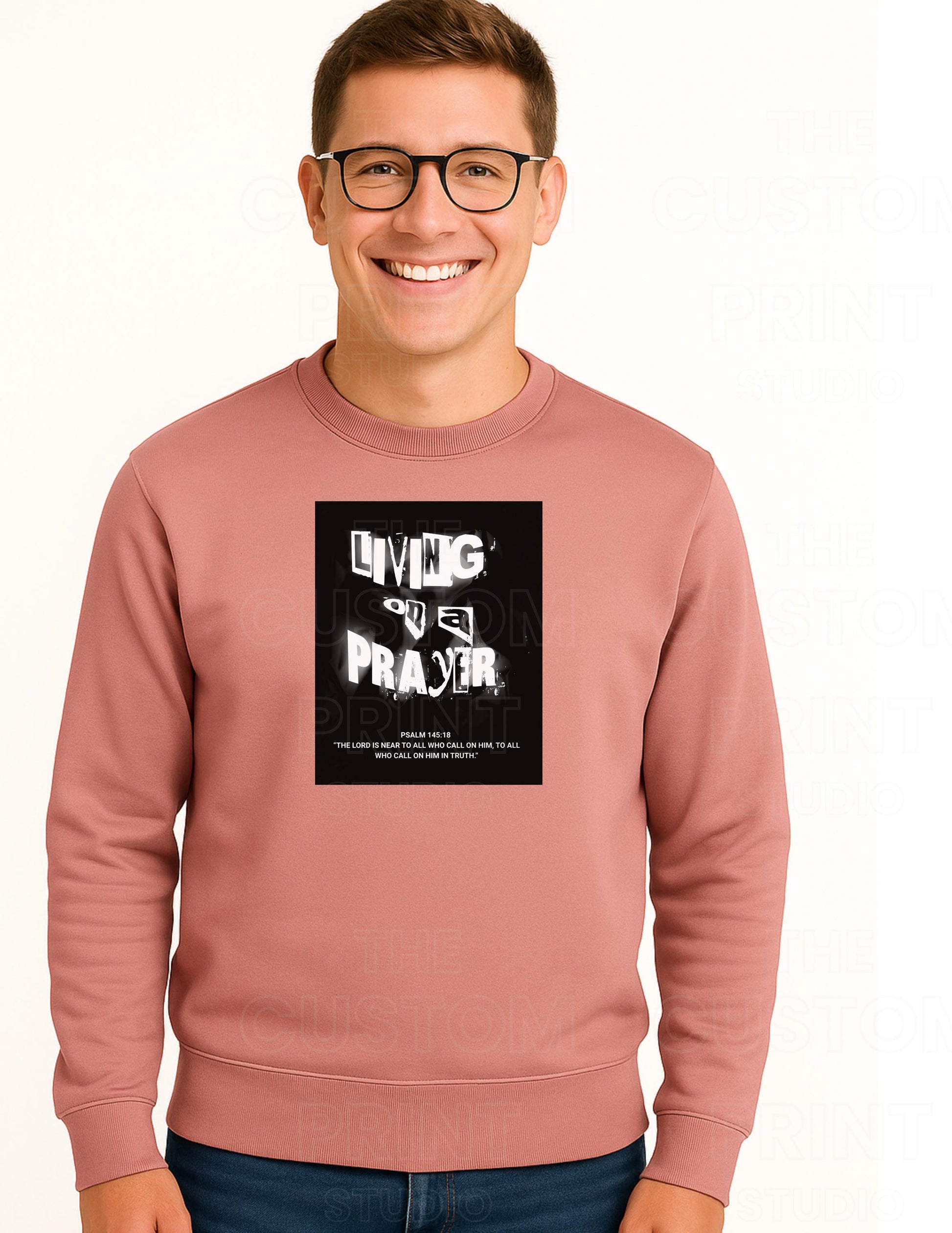 Living on a Prayer Hoodie – Christian Rock Psalm 145:18 Grunge Style