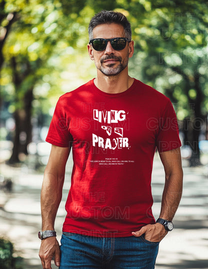 Living on a Prayer Grunge T-Shirt: Psalm 145 Christian Rock Tee