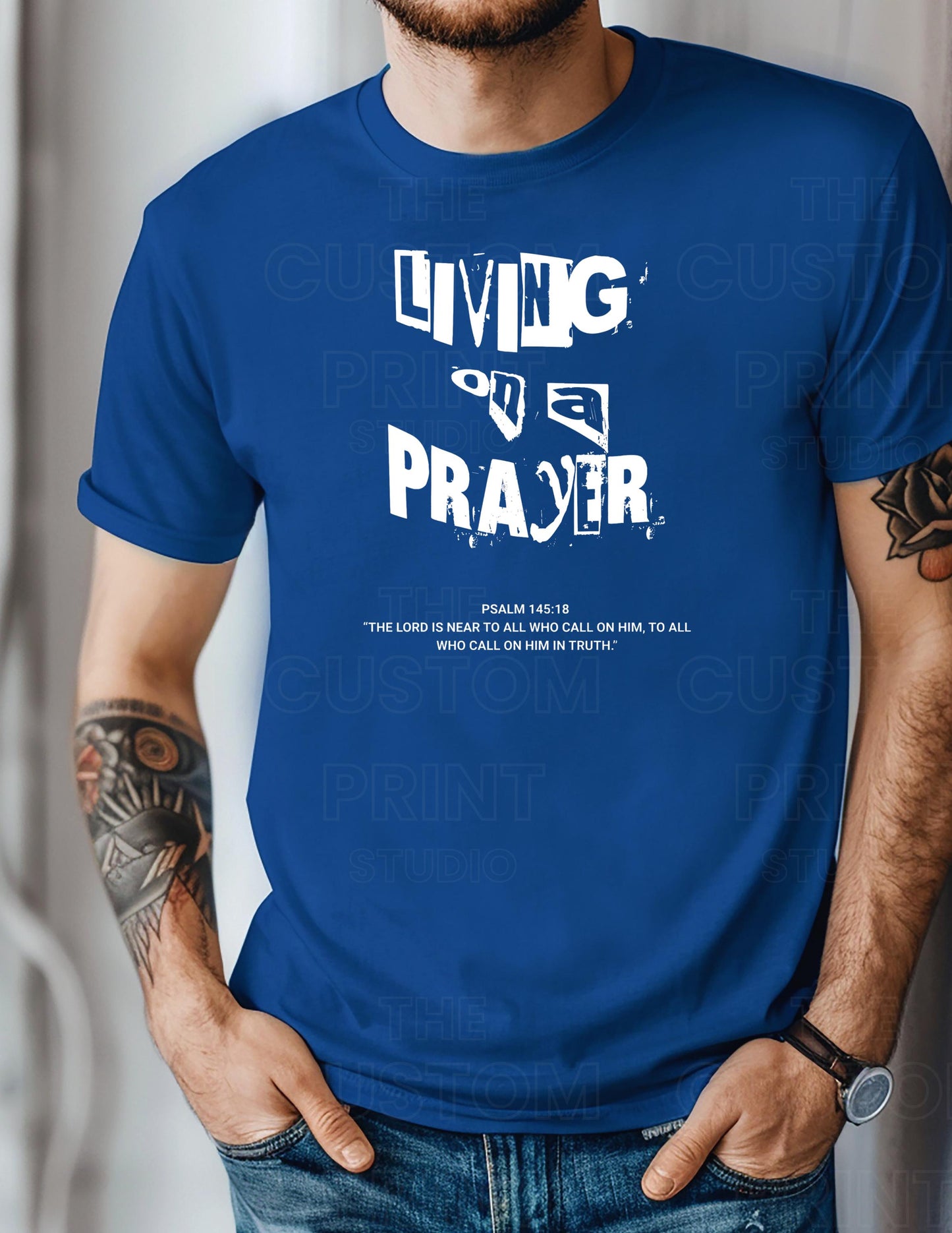 Living on a Prayer Grunge T-Shirt: Psalm 145 Christian Rock Tee