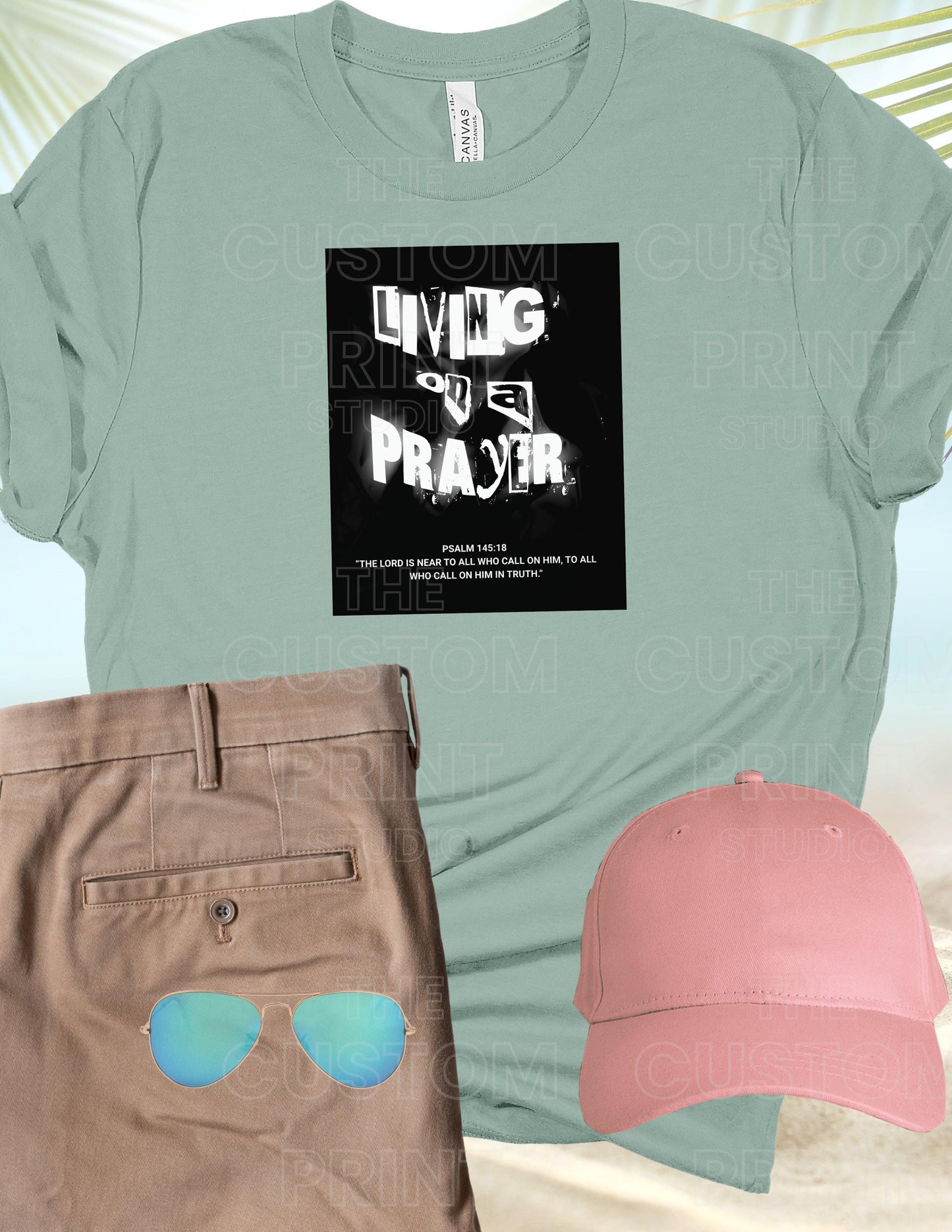 Living on a Prayer T-Shirt – Grunge Faith Rock Tee, Psalm 145