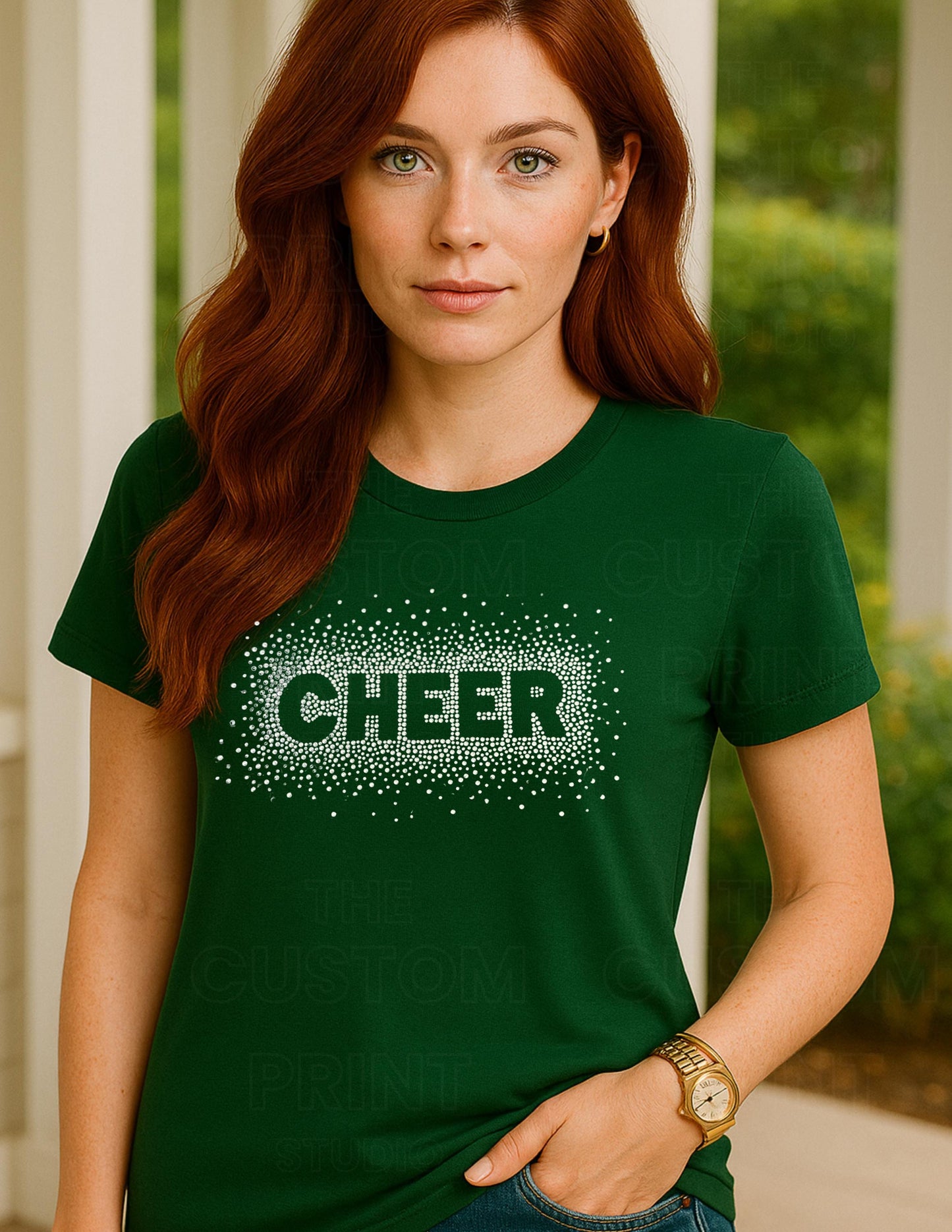 Cheer Rhinestone T-Shirt: Sparkly Cheerleader Tee, Coach Gift Everyday Gift