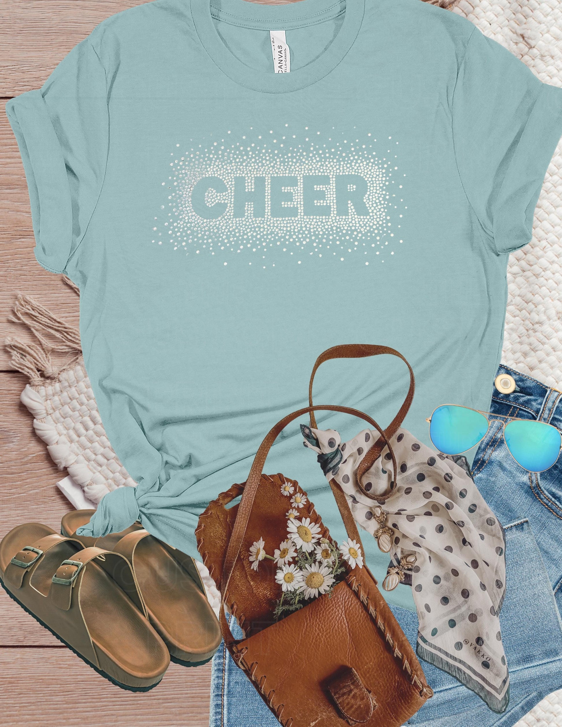 Cheer Rhinestone T-Shirt: Sparkly Cheerleader Tee, Coach Gift Everyday Gift