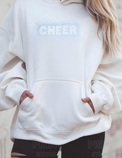 Cheer Rhinestone Hoodie – Sparkly Cheerleading Gift, Spirit Squad Apparel, Gift for Her