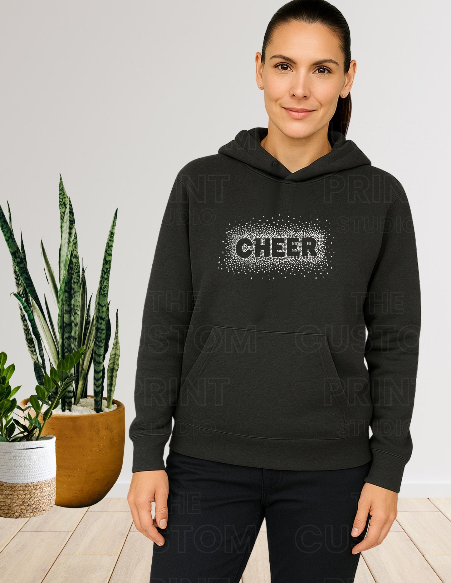 Cheer Rhinestone Hoodie – Sparkly Cheerleading Gift, Spirit Squad Apparel, Gift for Her