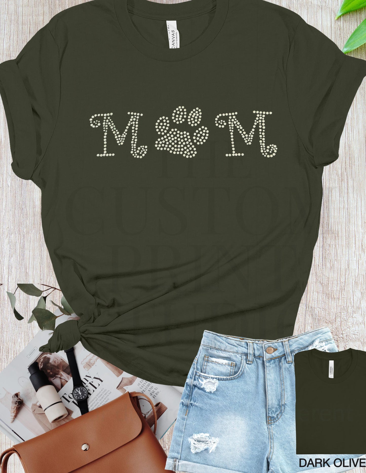 Rhinestone Dog Mom Shirt: Sparkly Paw Print Tee, Pet Lover Gift Birthday Gift