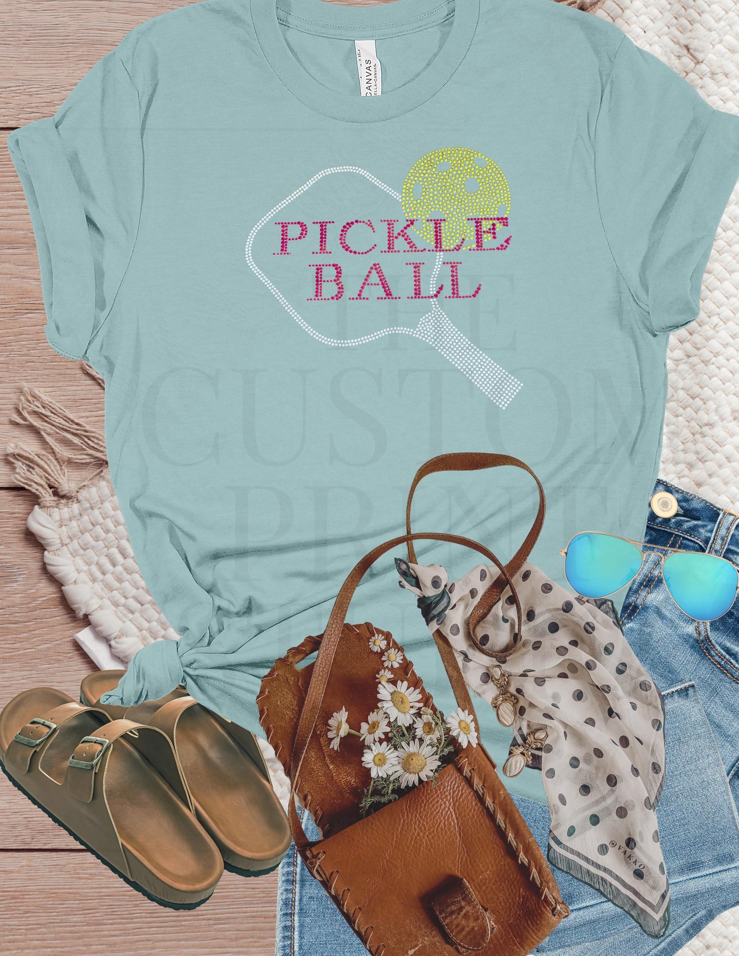 Rhinestone Pickleball Paddle Shirt: Red & Silver Bling Tee Gift for Her