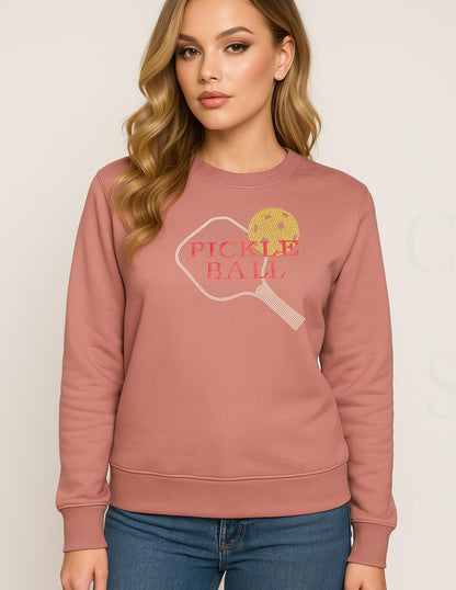Rhinestone Pickleball Paddle Hoodie: Red & Silver Design - Game Day Sweater Gift for Her