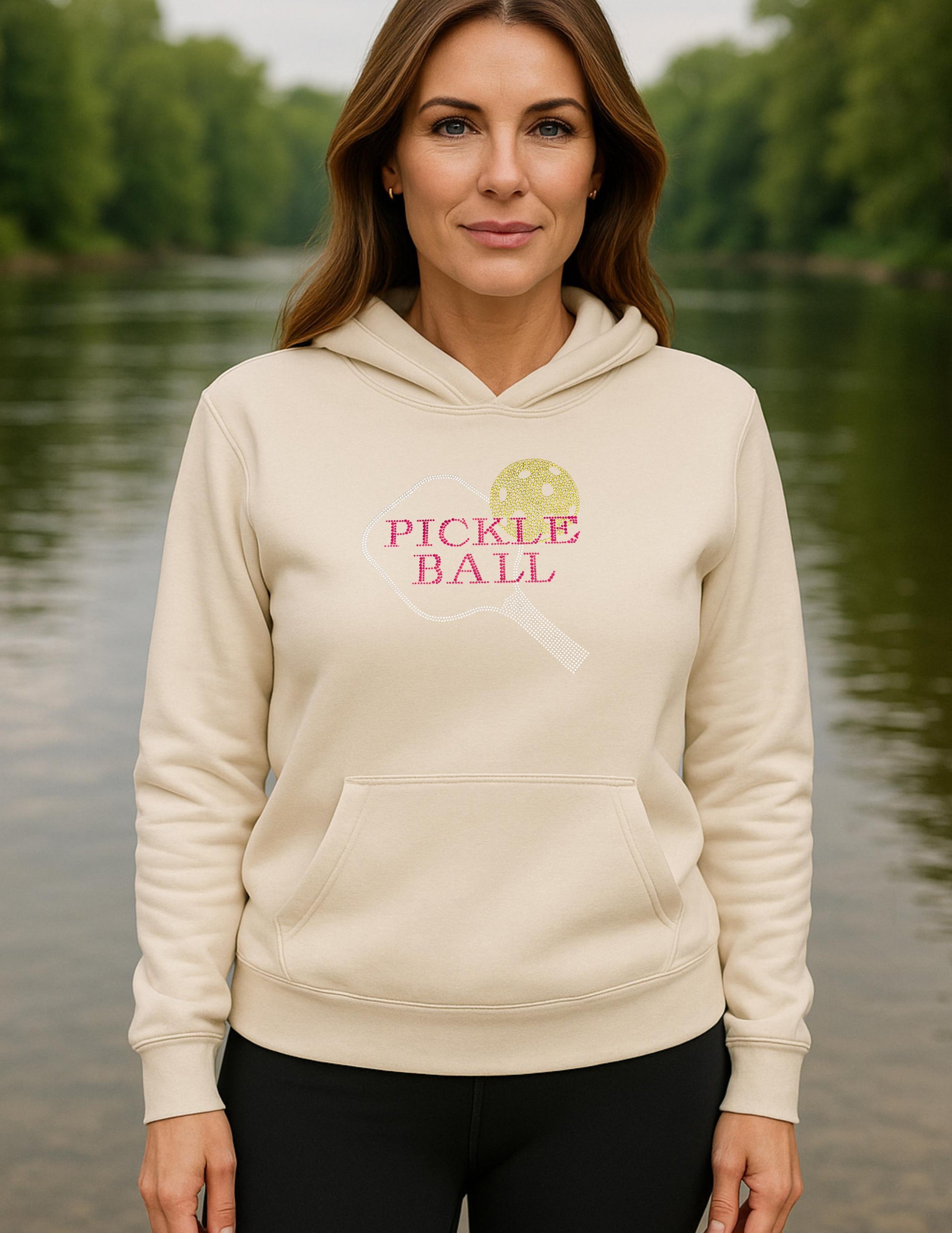 Rhinestone Pickleball Paddle Hoodie: Red & Silver Design - Game Day Sweater Gift for Her