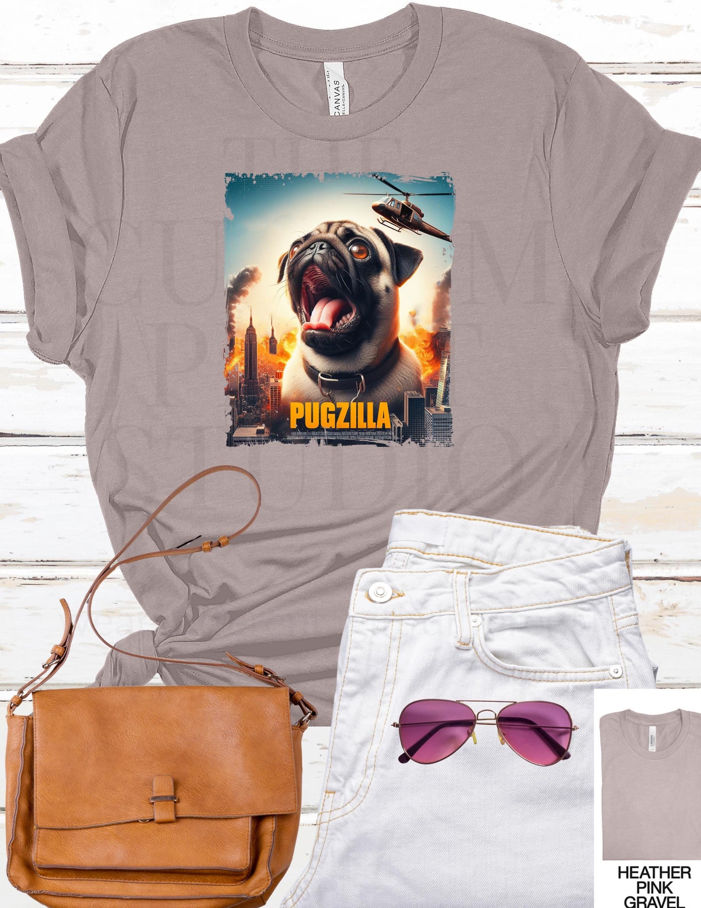 Pugzilla T-Shirt: Funny Retro Godzilla Parody for Dog Lovers Valentines Day Gift