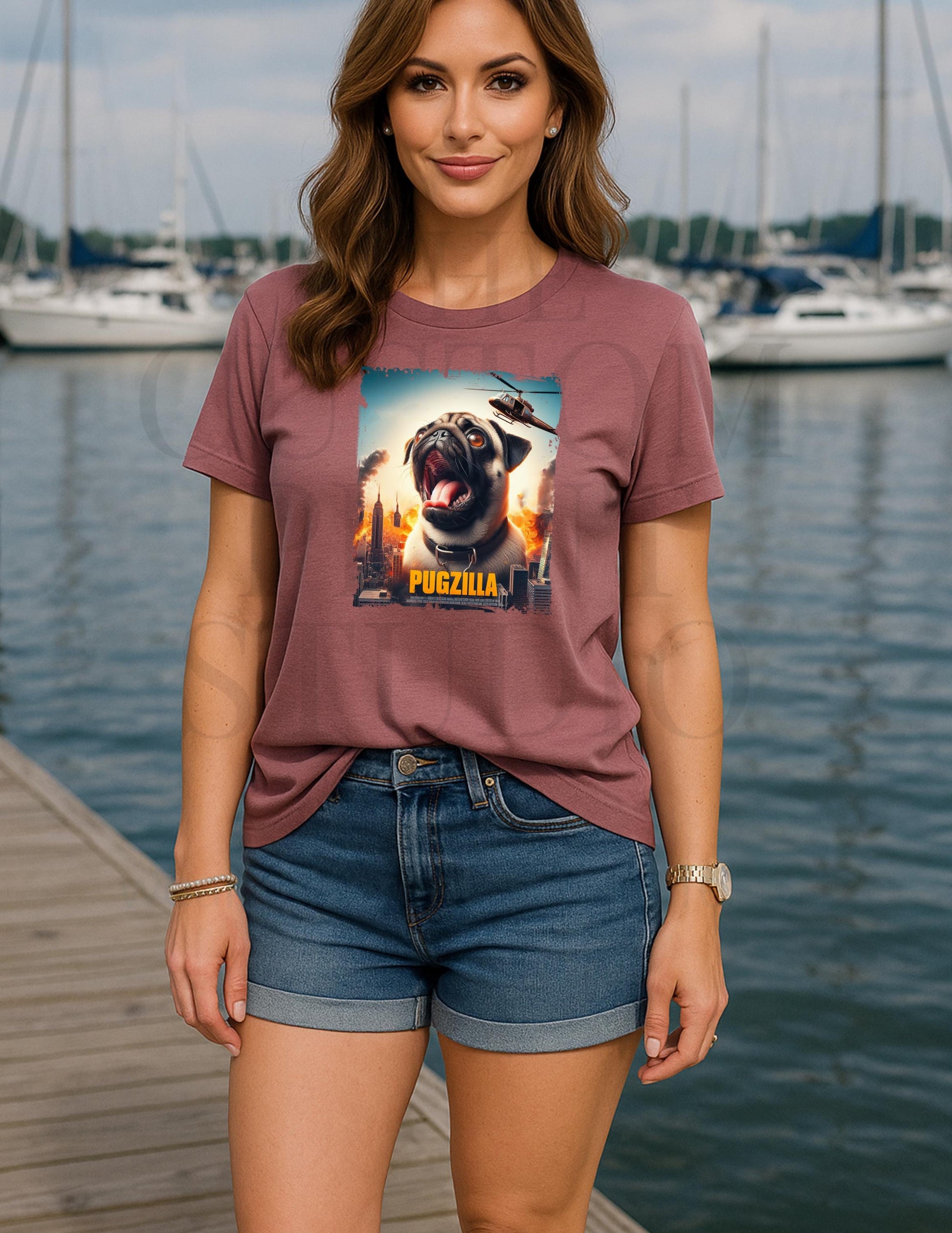 Pugzilla T-Shirt: Funny Retro Godzilla Parody for Dog Lovers Valentines Day Gift
