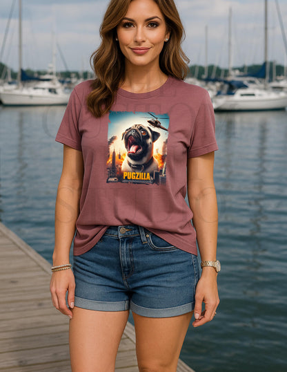 Pugzilla T-Shirt: Funny Retro Godzilla Parody for Dog Lovers Valentines Day Gift