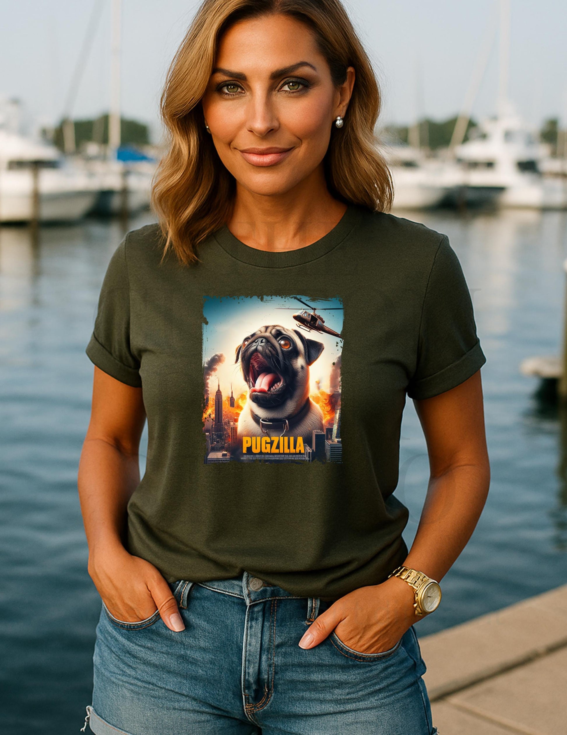 Pugzilla T-Shirt: Funny Retro Godzilla Parody for Dog Lovers Valentines Day Gift