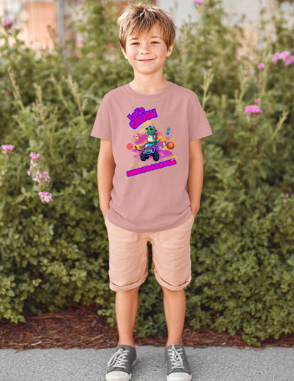Youth Dino Monster Truck Tee: Custom Grade Shirt - Unisex Kids Valentines Day Gift