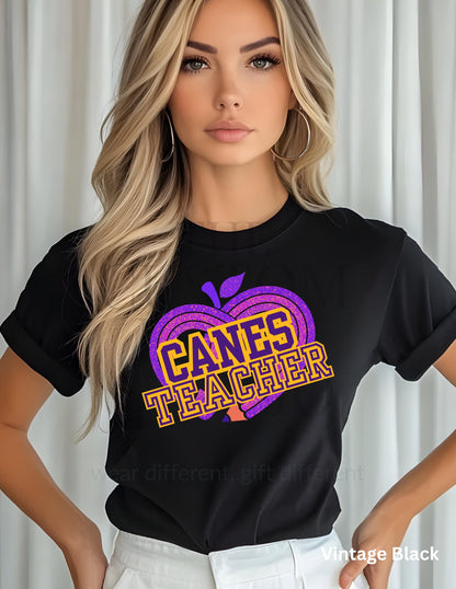 Valentines Day Gift Teacher T-Shirt: Purple Pencil Heart - Cartersville School Spirit, Christmas Gift