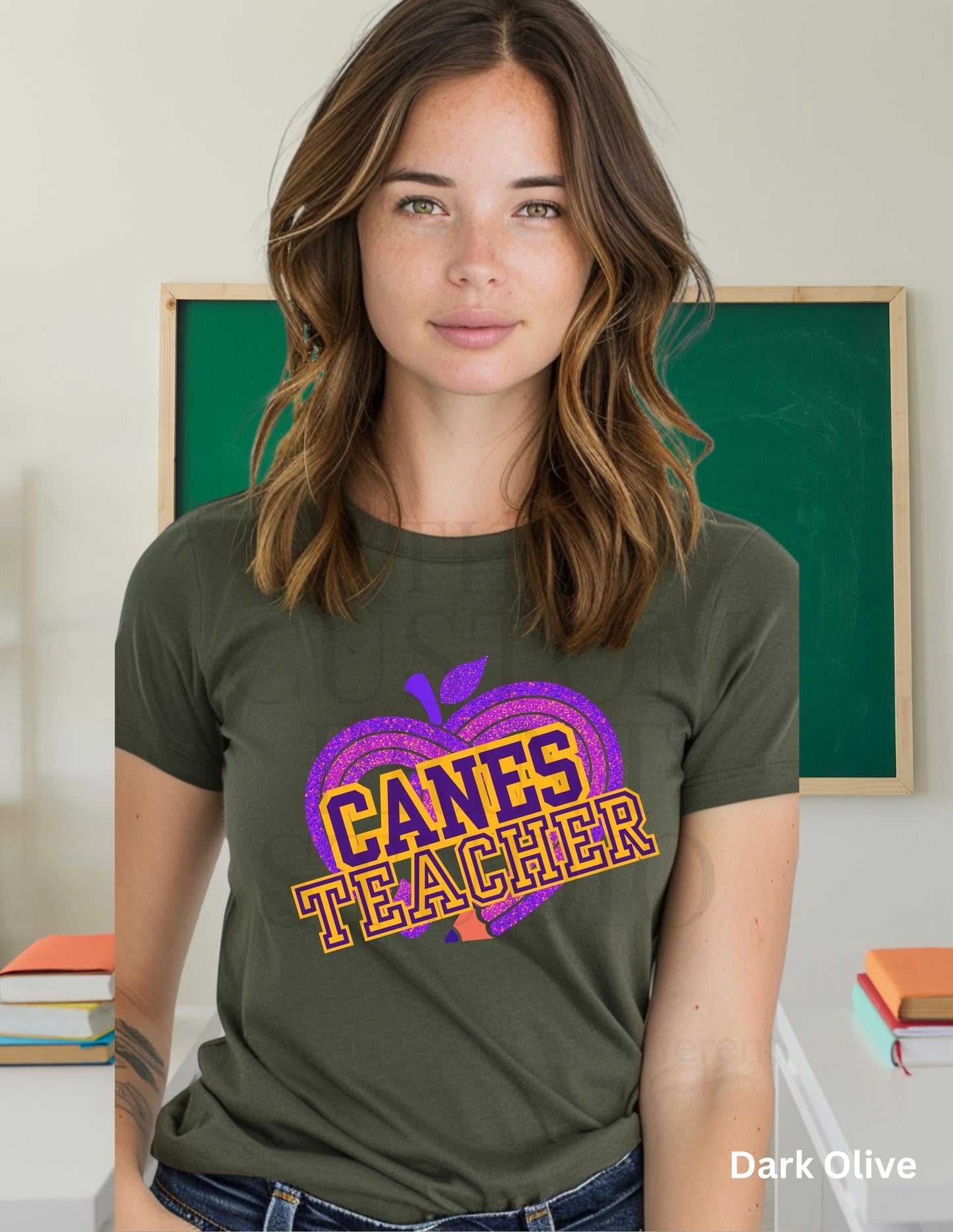 Valentines Day Gift Teacher T-Shirt: Purple Pencil Heart - Cartersville School Spirit, Christmas Gift