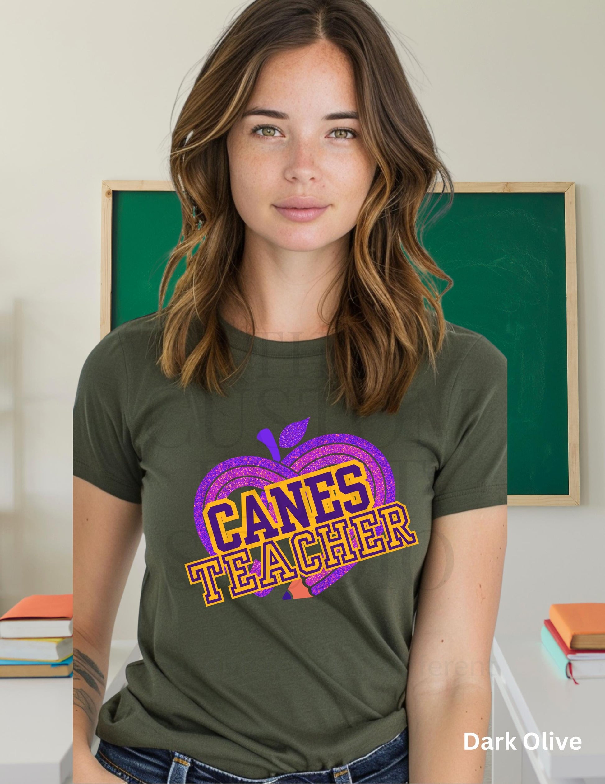Valentines Day Gift Teacher T-Shirt: Purple Pencil Heart - Cartersville School Spirit, Christmas Gift