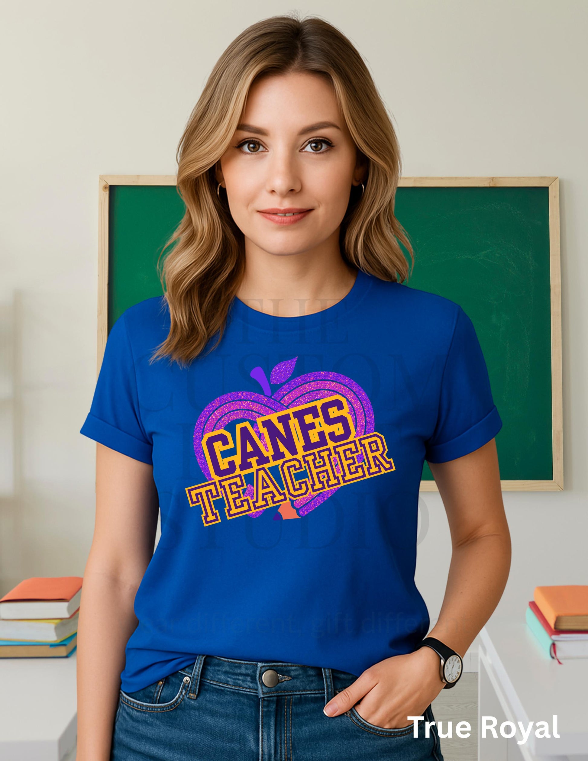 Valentines Day Gift Teacher T-Shirt: Purple Pencil Heart - Cartersville School Spirit, Christmas Gift