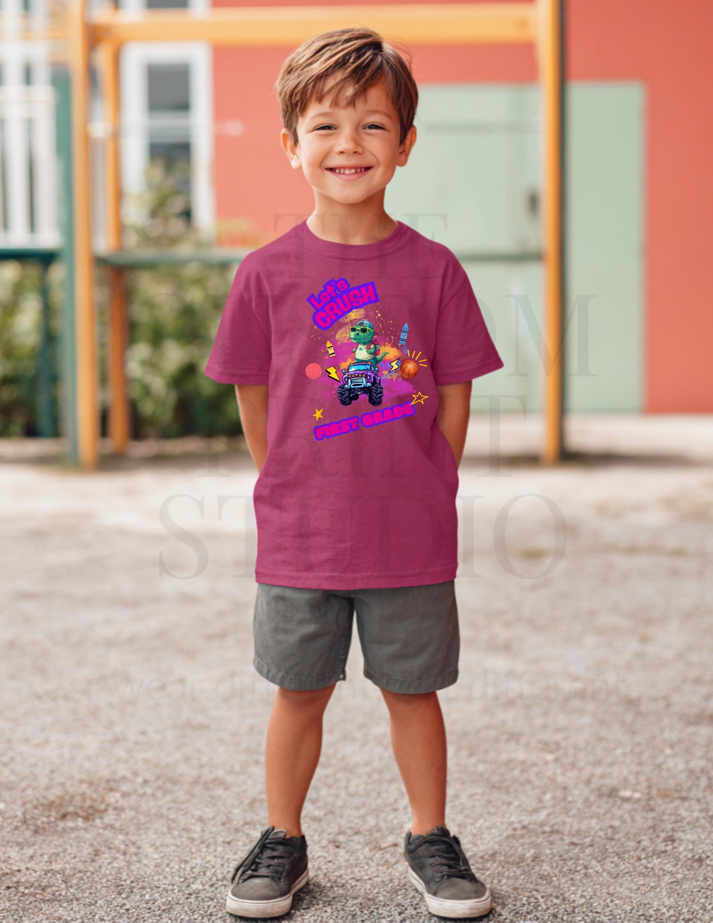 Youth Dino T-Shirt: Monster Truck Design - Unisex Kids Tee
