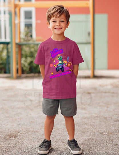 Back to School Dino Shirt - Monster Truck Design, Custom Grade Tee, Valentines Day Gift