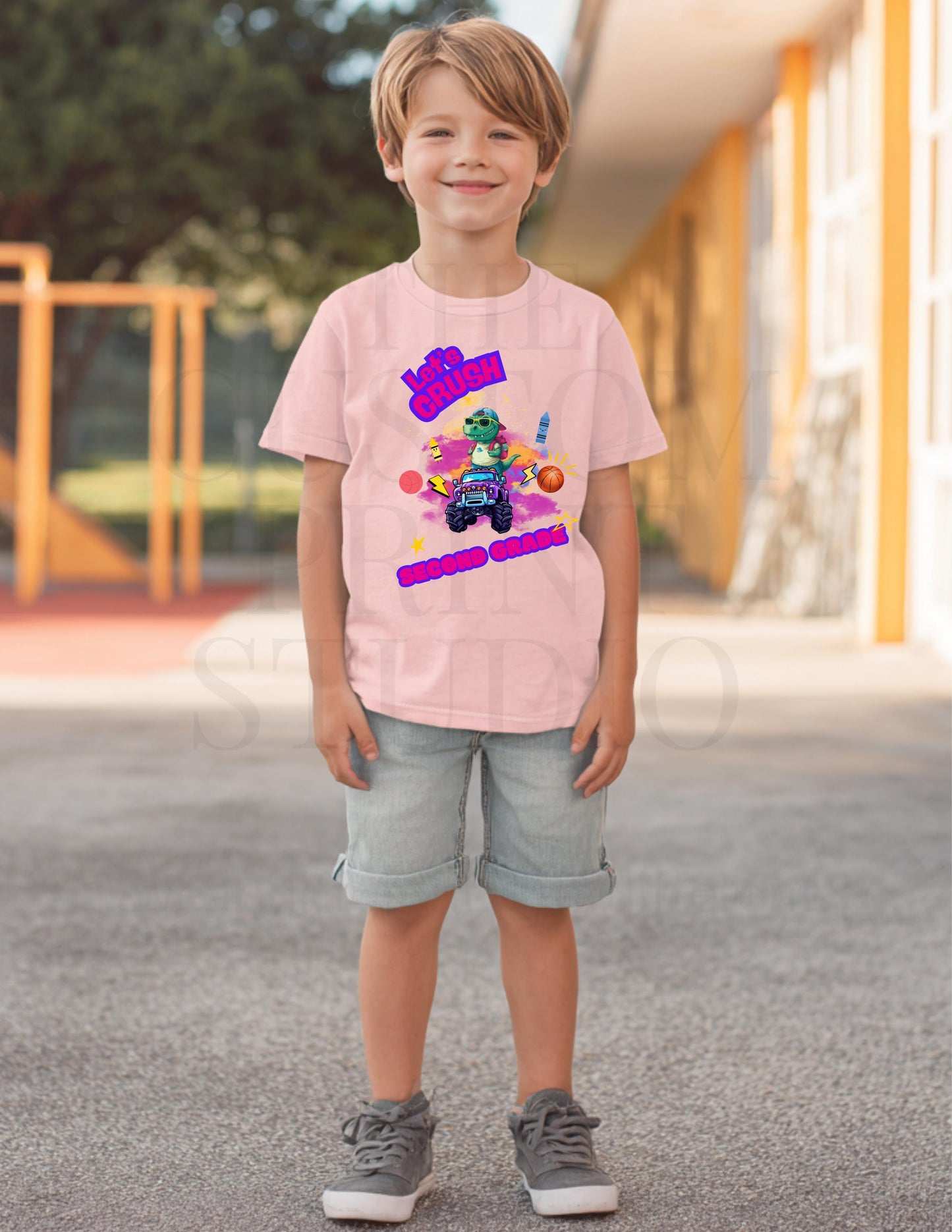 Back to School Dino Shirt - Monster Truck Design, Custom Grade Tee, Valentines Day Gift