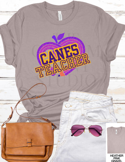 Valentines Day Gift Teacher T-Shirt: Purple Pencil Heart - Cartersville School Spirit, Christmas Gift