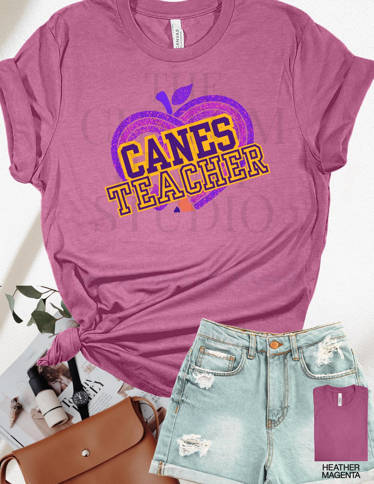 Valentines Day Gift Teacher T-Shirt: Purple Pencil Heart - Cartersville School Spirit, Christmas Gift