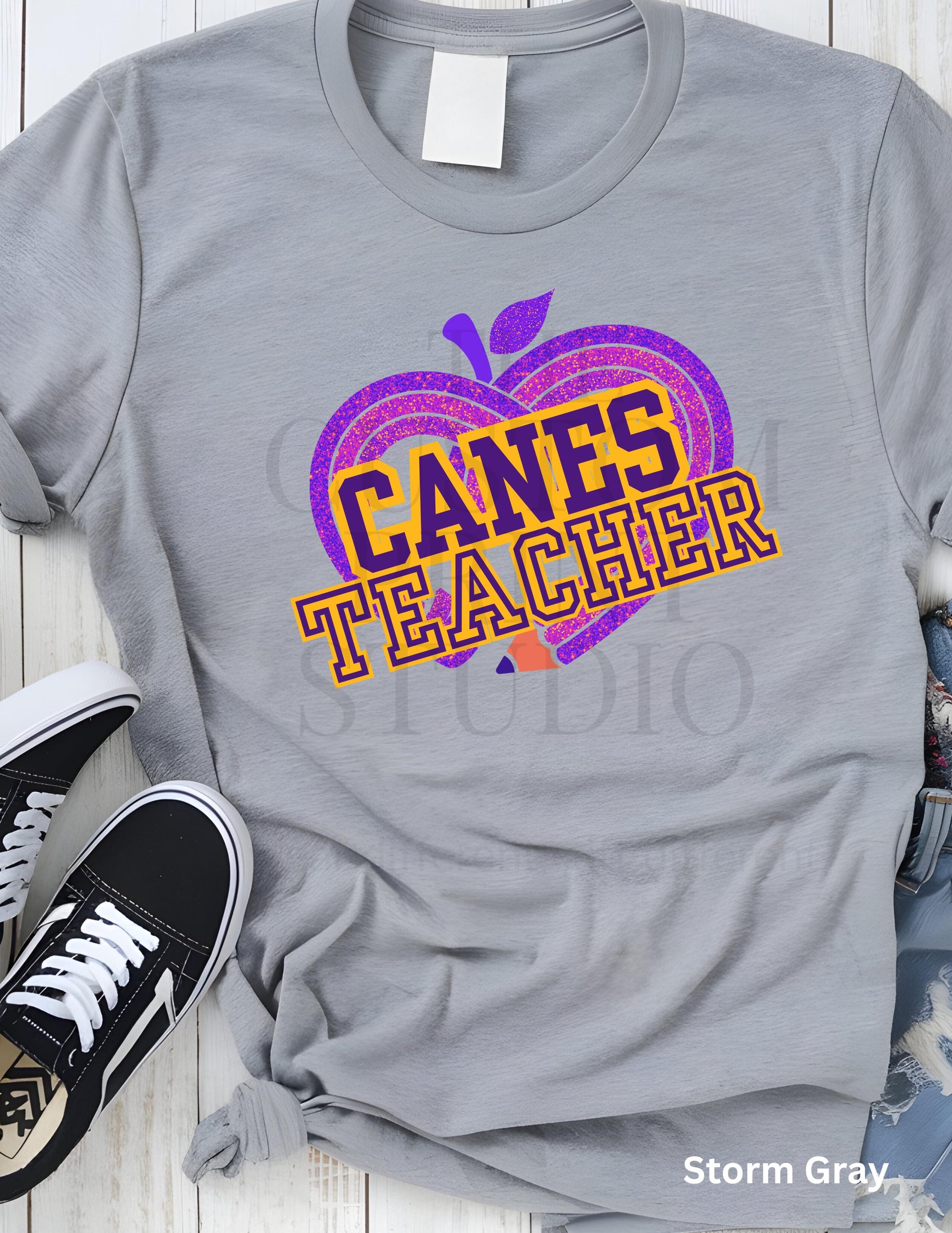 Valentines Day Gift Teacher T-Shirt: Purple Pencil Heart - Cartersville School Spirit, Christmas Gift