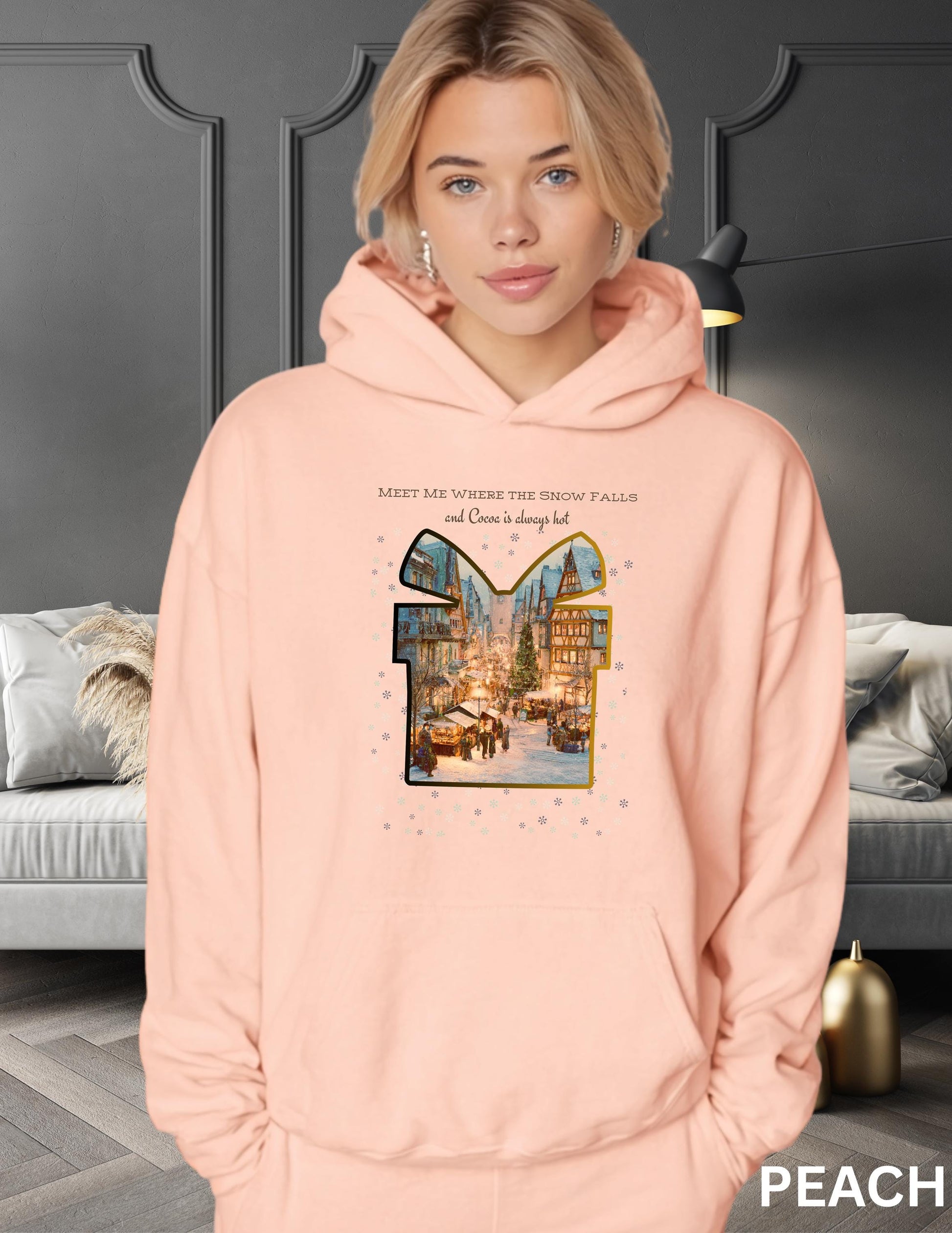 Christmas Winter Hoodie: Cozy German Village Scene (Unisex, Customizable, Personalized)