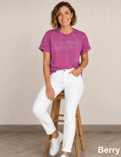 Grandma Bling Rhinestone Shirt, Sparkle Grandma Tee, Nana Gift Shirt, Mimi Shirt, Gigi Tee, Crystal Rhinestone Top