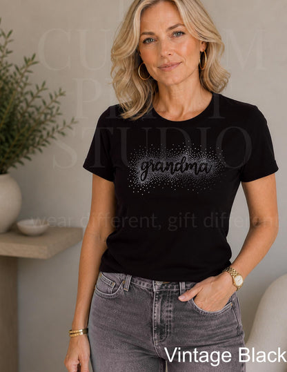 Grandma Bling Rhinestone Shirt, Sparkle Grandma Tee, Nana Gift Shirt, Mimi Shirt, Gigi Tee, Crystal Rhinestone Top