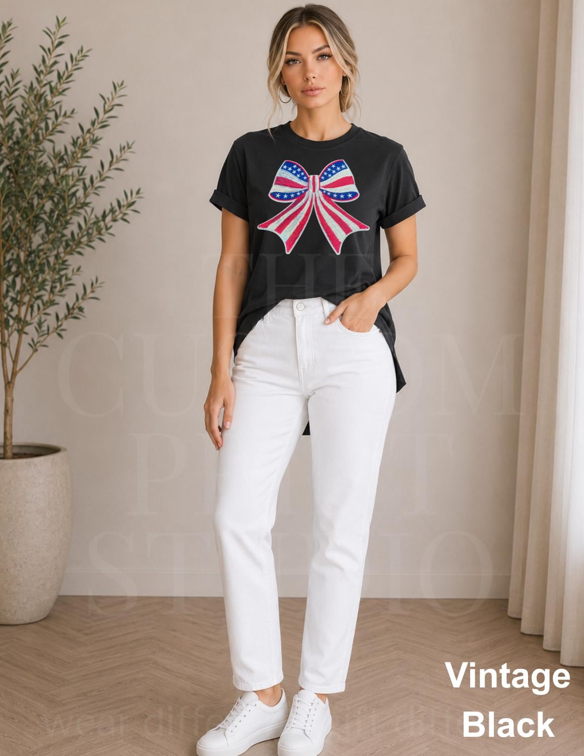 America 250 Celebration, USA Sequin Bow Shirt, Embroidered American Flag Coquette Tee, Patriotic 4th of July Shirt, Summer Tee