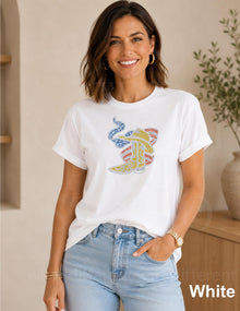 4th of July Rhinestones Shirt, 250th Anniversary 4th of July Tee, Patriotic Bling Shirt, Red White Blue USA, Cowboy Hat, Country Music Lover