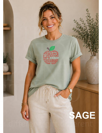 Rhinestone Teacher Shirt | Back to School Teacher Tee | Sparkly Apple Shirt | Kindergarten Elementary Teacher Gift