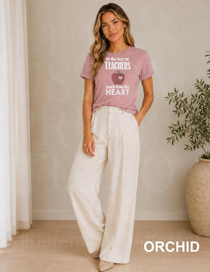 Teacher Shirt | Back to School Rhinestone Rhinestuds Teacher Shirt | Teach From the Heart Sparkly Apple Tee | Teacher Appreciation Gift