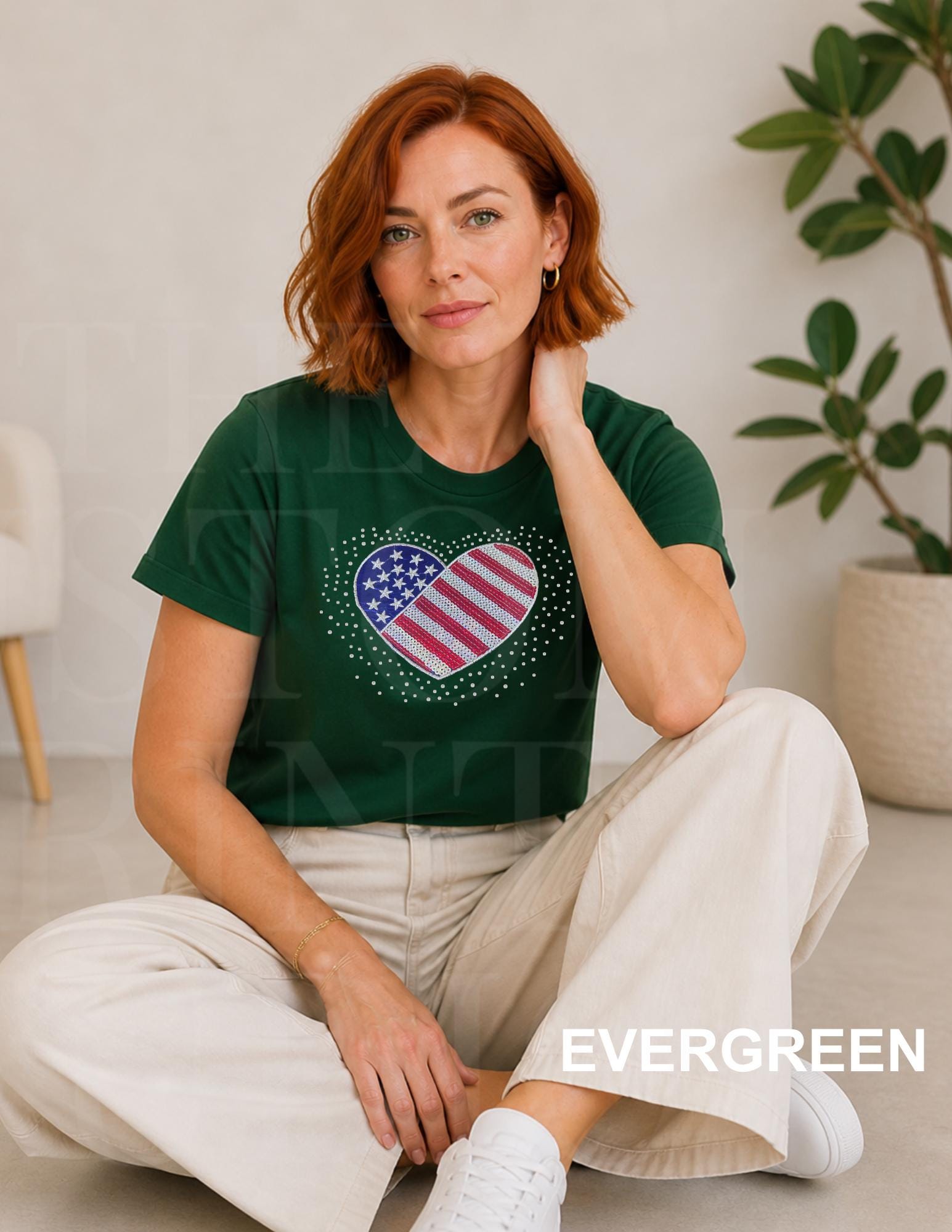 Sequin American Flag Heart Shirt | Patriotic Embroidered USA Shirt with Rhinestones | 4th of July Sparkle Tee | Women's Americana Gift