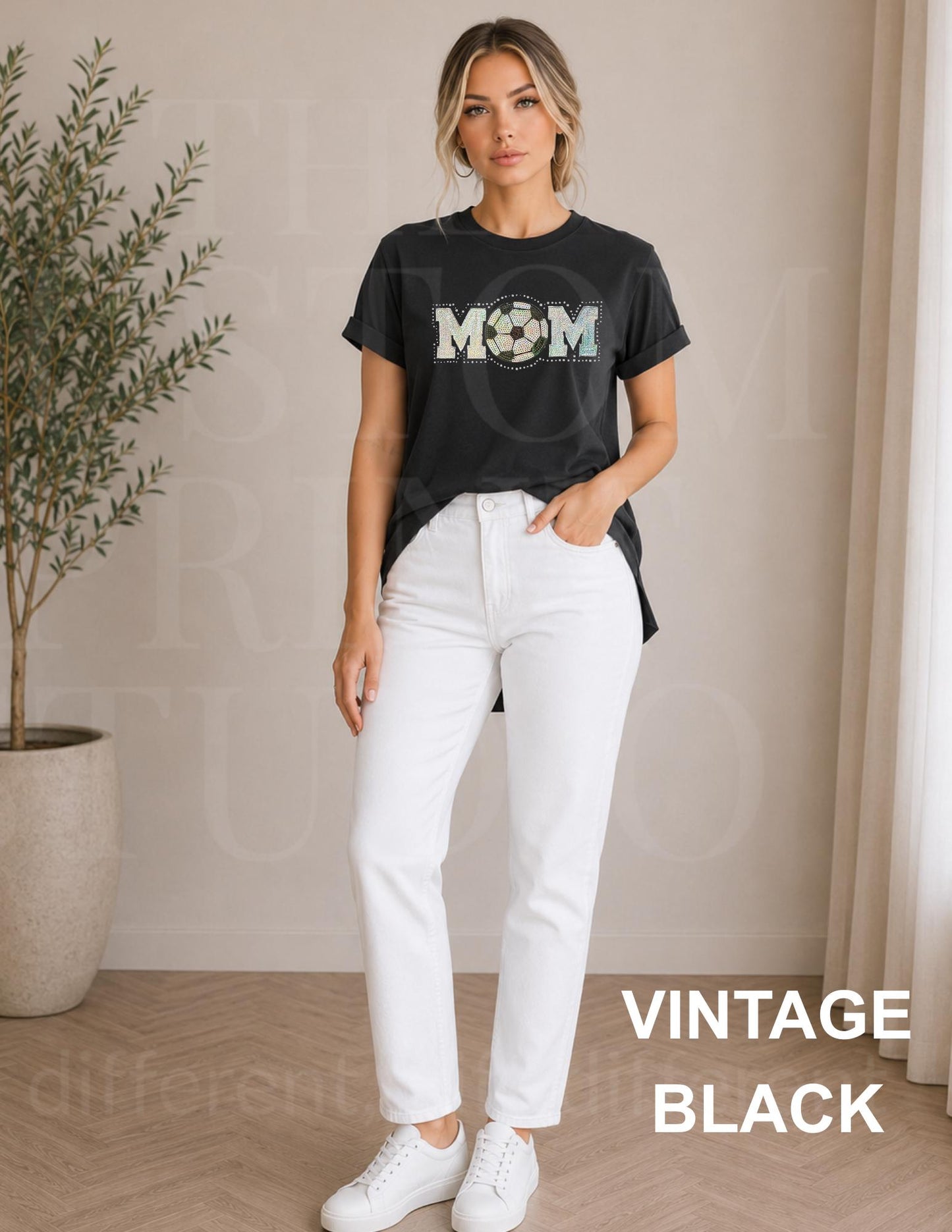 Soccer Mom Sequin Shirt | Sparkly Soccer Mom Shirt | Embroidered Soccer Ball with Rhinestones | Game Day Sports Mom Gift