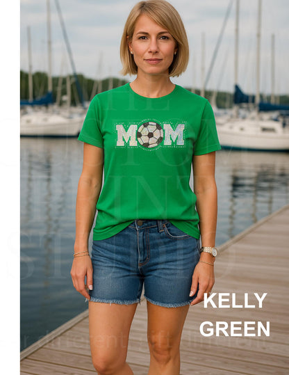 Soccer Mom Sequin Shirt | Sparkly Soccer Mom Shirt | Embroidered Soccer Ball with Rhinestones | Game Day Sports Mom Gift