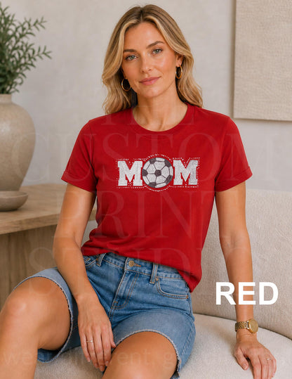Soccer Mom Sequin Shirt | Sparkly Soccer Mom Shirt | Embroidered Soccer Ball with Rhinestones | Game Day Sports Mom Gift